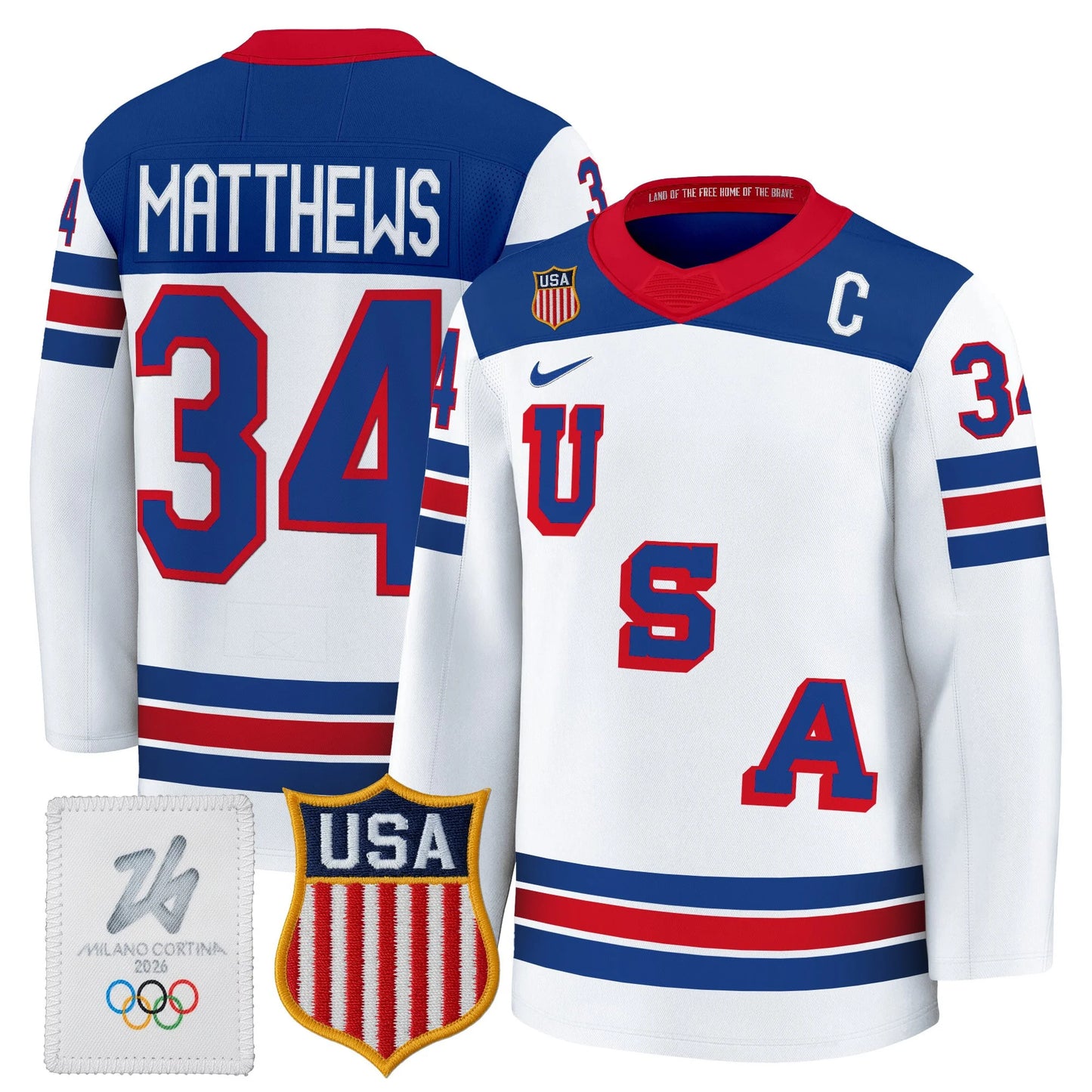 Men's 2026 USA Olympic Premium Hockey All Stitched Jersey