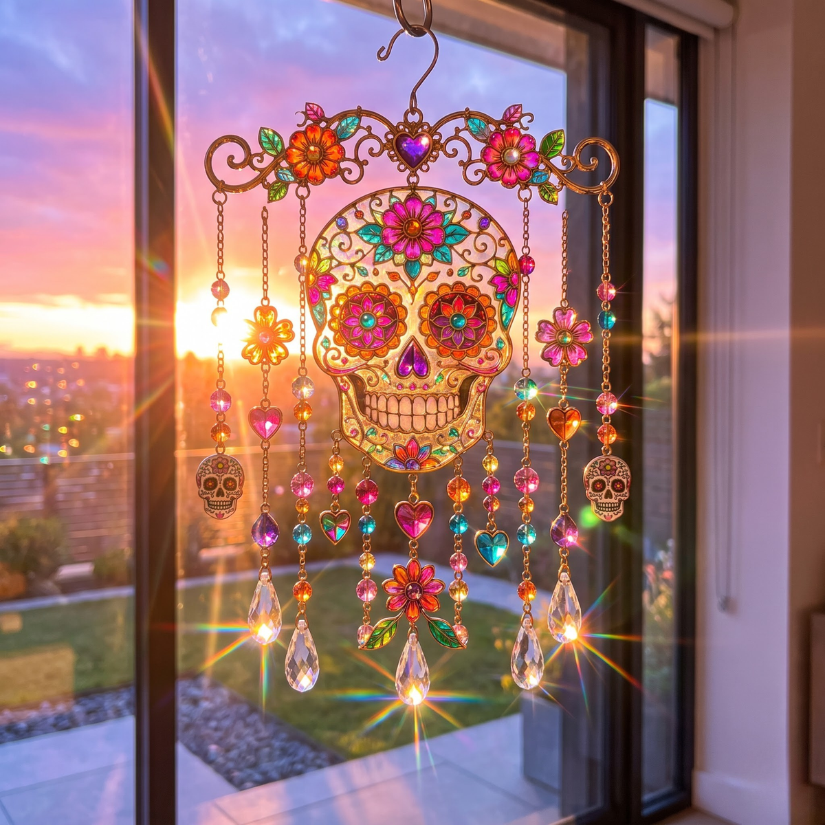 Sugar Skull Suncatcher Wind Chime