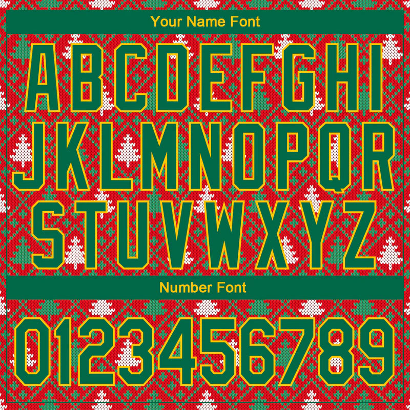 Custom Stitched Red Kelly Green-Gold 3D Christmas Reindeers Sports Pullover Sweatshirt Hoodie