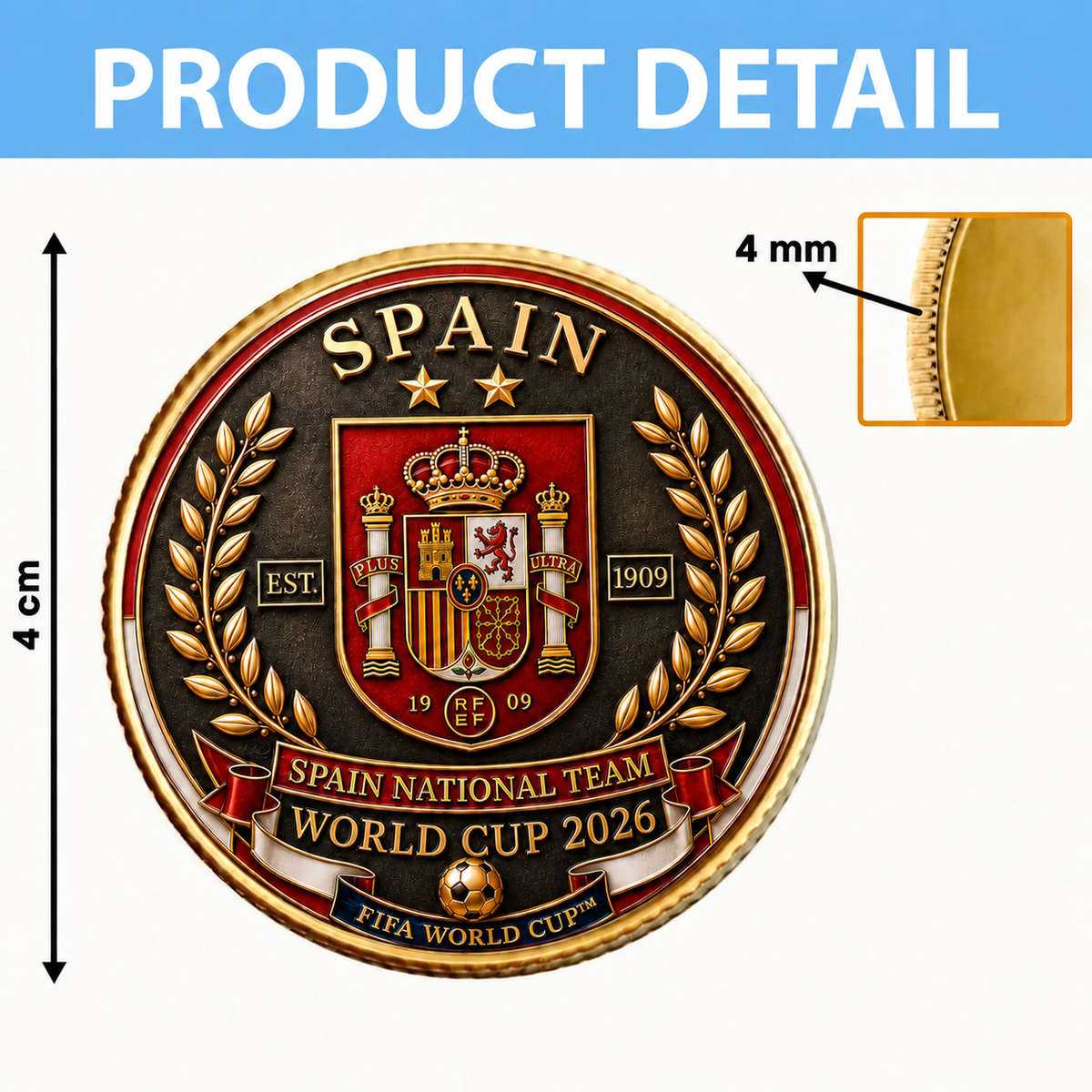 Spain World Cup 2026 Champions Commemorative Coin