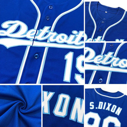 Custom Royal White-Light Blue Baseball Stitched Jersey