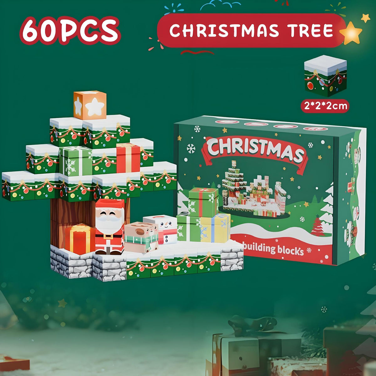 Christmas Magnetic Cube Building Set - Build Your Own Holiday Village - view 3