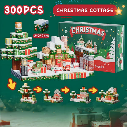 Christmas Magnetic Cube Building Set - Build Your Own Holiday Village - front view