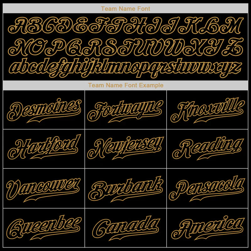 Custom Black Black-Old Gold Authentic Baseball Stitched Jersey