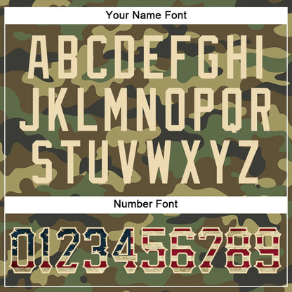 Custom Camo Vintage USA Flag-Cream Authentic Salute To Service Baseball Stitched Jersey