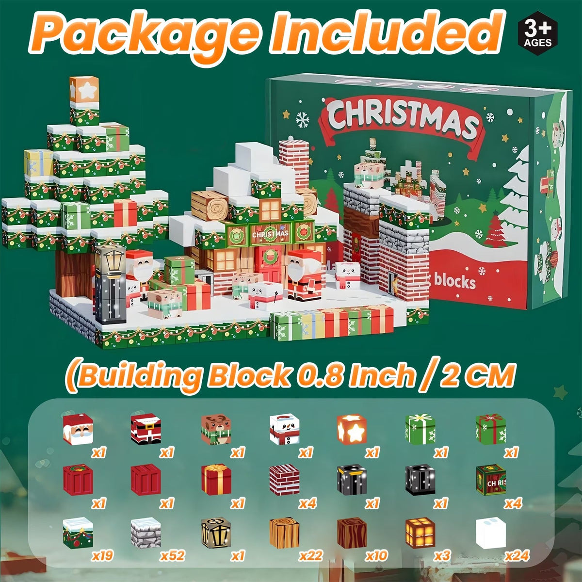 Christmas Magnetic Cube Building Set - Build Your Own Holiday Village