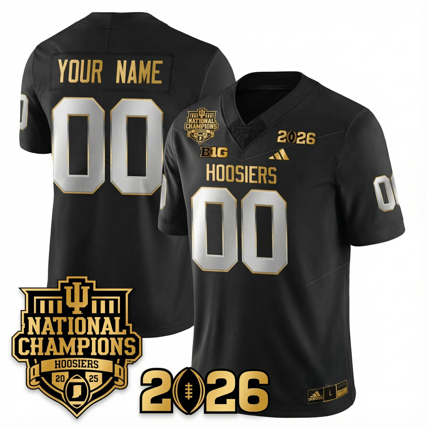 Indiana College Football Gold Edition Jersey - 2026 CFP vs National Champions Patch