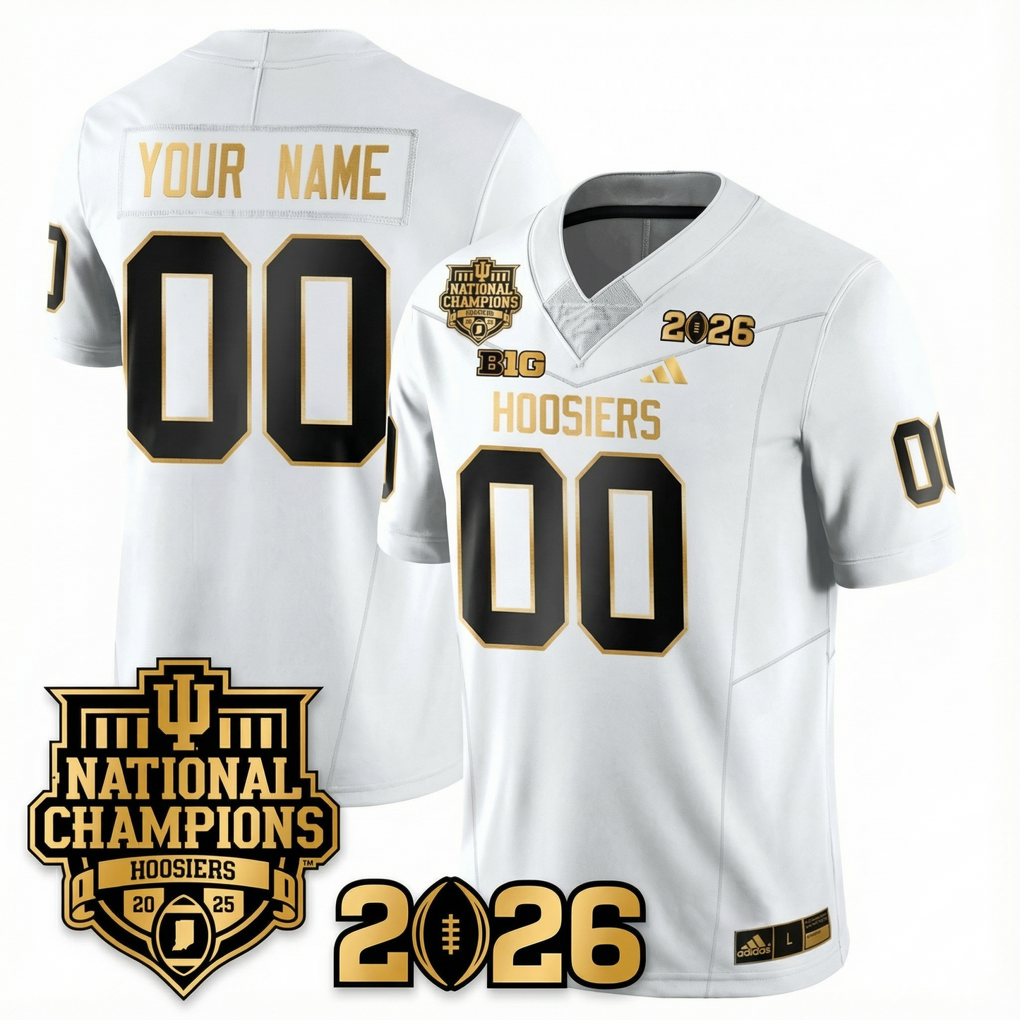 Indiana College Football Gold Edition Jersey - 2026 CFP vs National Champions Patch