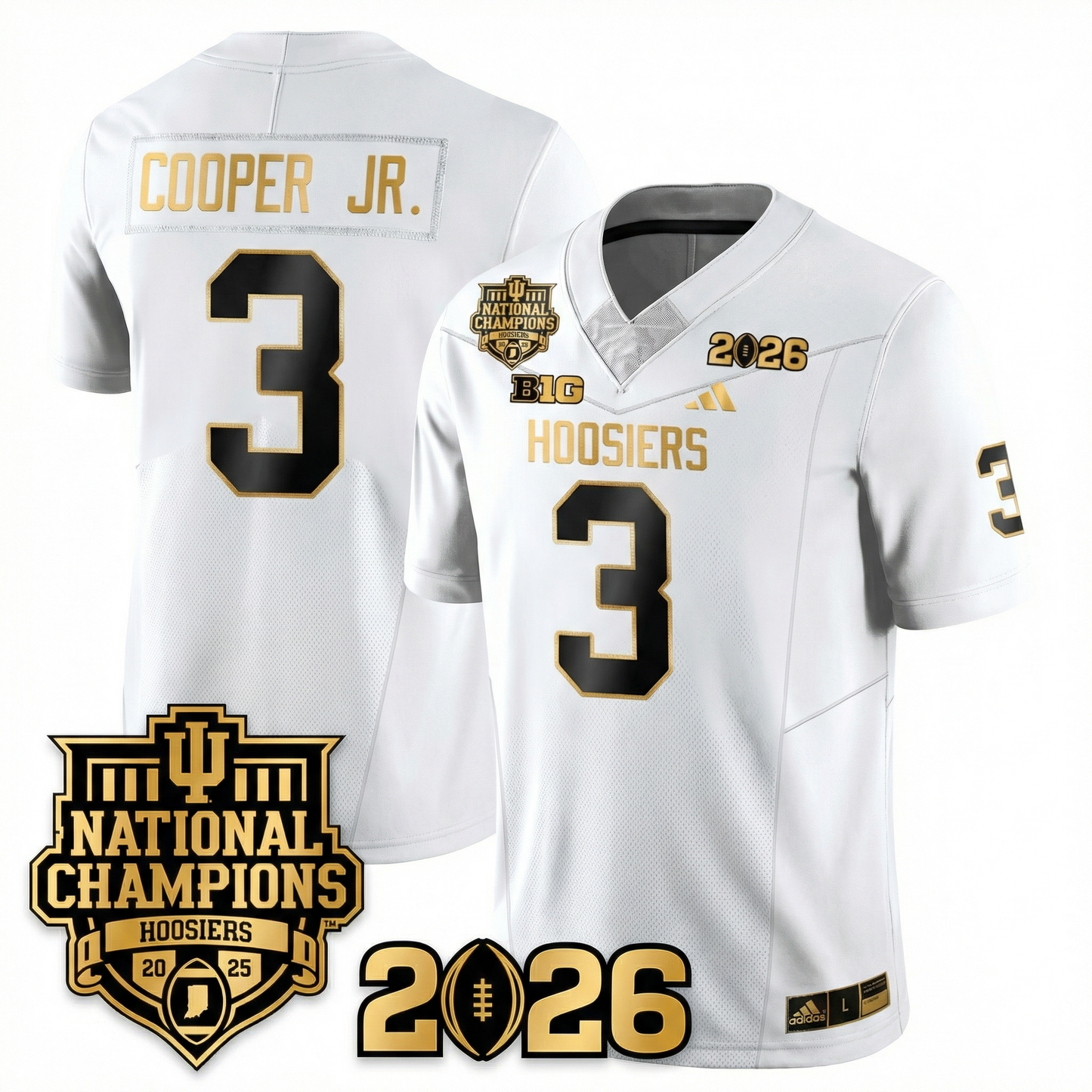 Indiana College Football Gold Edition Jersey - 2026 CFP vs National Champions Patch
