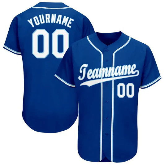 Custom Royal White-Light Blue Baseball Stitched Jersey