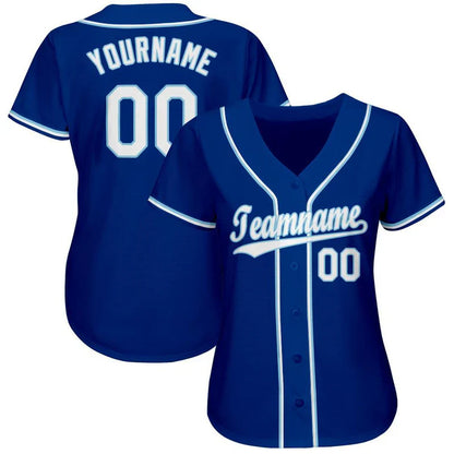 Custom Royal White-Light Blue Baseball Stitched Jersey